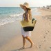 Straw Tote: Woven Wheat Straw Tote - 2 Tones - Black - BG-R11052BK